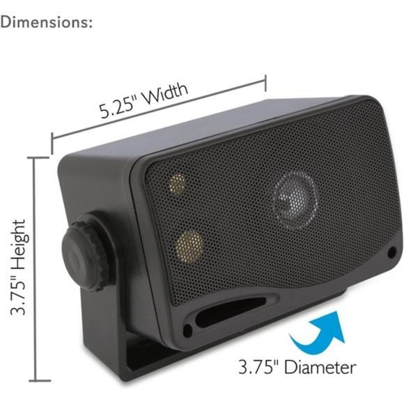 3-way Mini Box Speaker System -3.5 Inch 200 Watt Weatherproof Marine Grade Mount - Picture 3 of 6